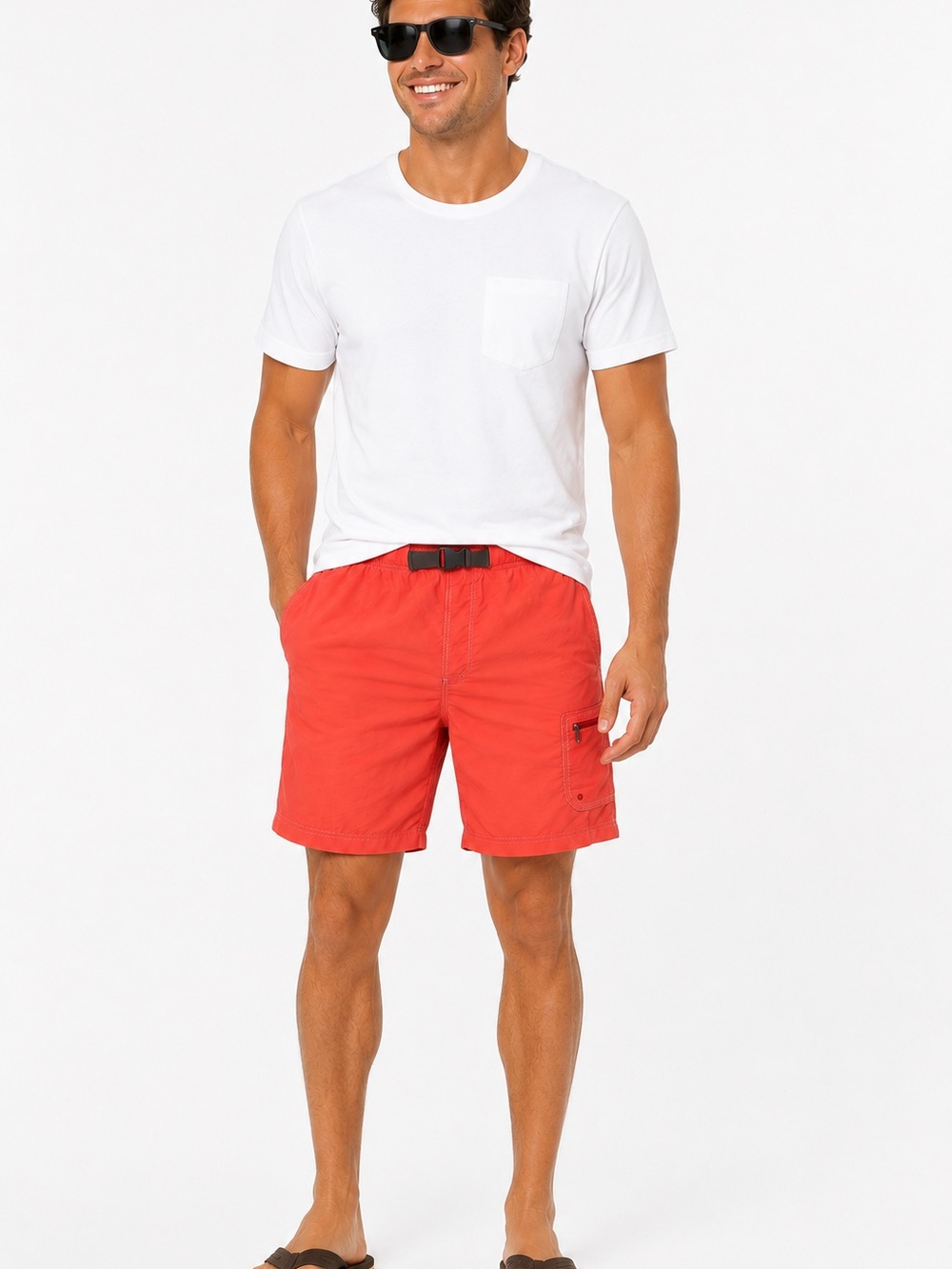 Columbia Omni-Shade Swim Trunks XL Coral Zip Pocket Mesh Lined